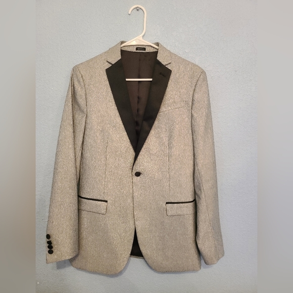 Dinner Jacket Blazer Silver metallic threads Formal NICE! Prom wedding cruise - Picture 2 of 5